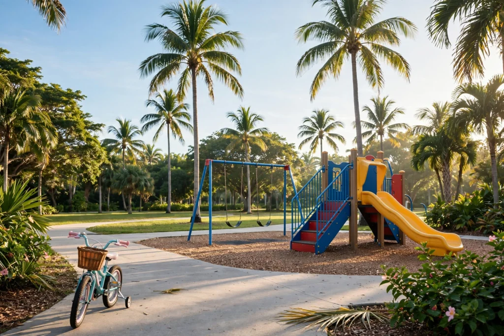 Cost of living in Miami for a family of four — playground in a Miami family neighborhood