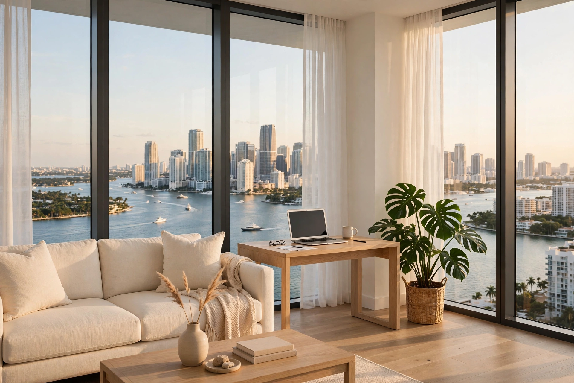 Furnished executive apartment in Brickell with Miami skyline view — moving to Miami, cost of a 60-day corporate stay in 2026
