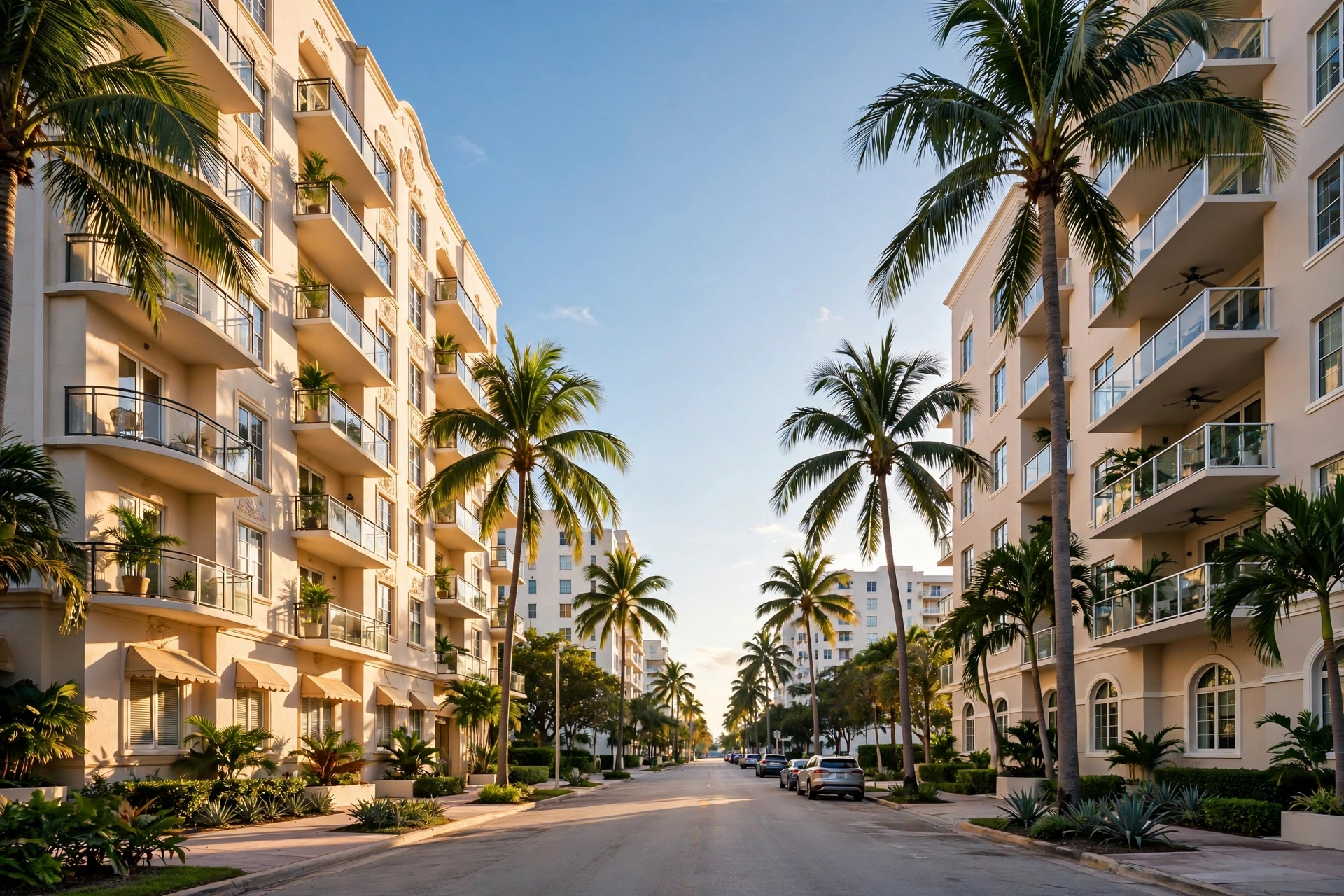 Furnished Miami apartment balcony with ocean view, winter morning — 3-month snowbird rental