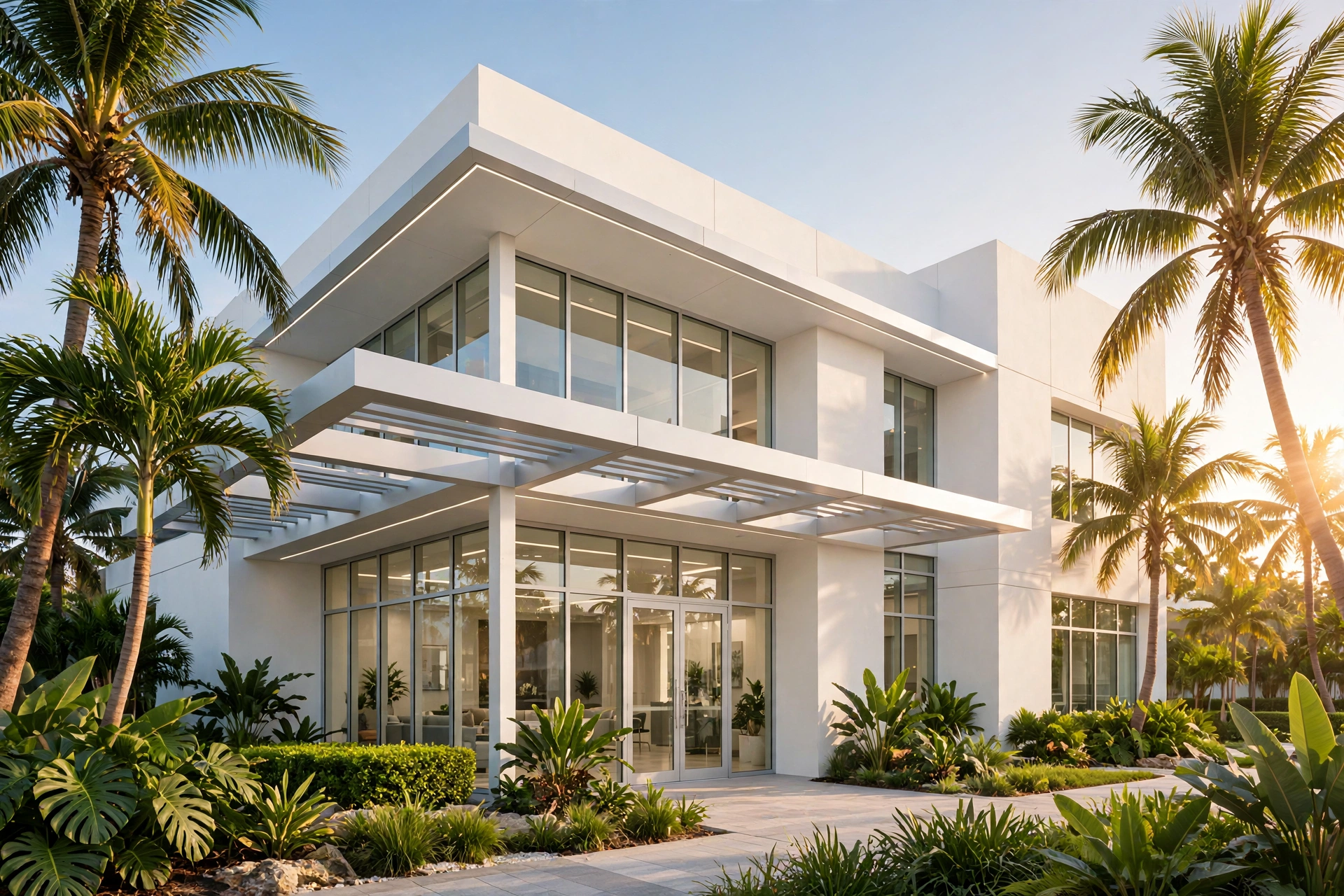 Moving to Miami: health insurance in Florida 2026 costs — modern Miami medical office building with palm trees, cost of living in Miami guide